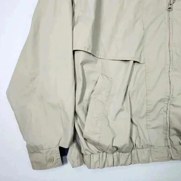 Members Only Mens Embroidered Logo Jacket Large Tan w/Plaid Lining Epaulets READ - Picture 14 of 16